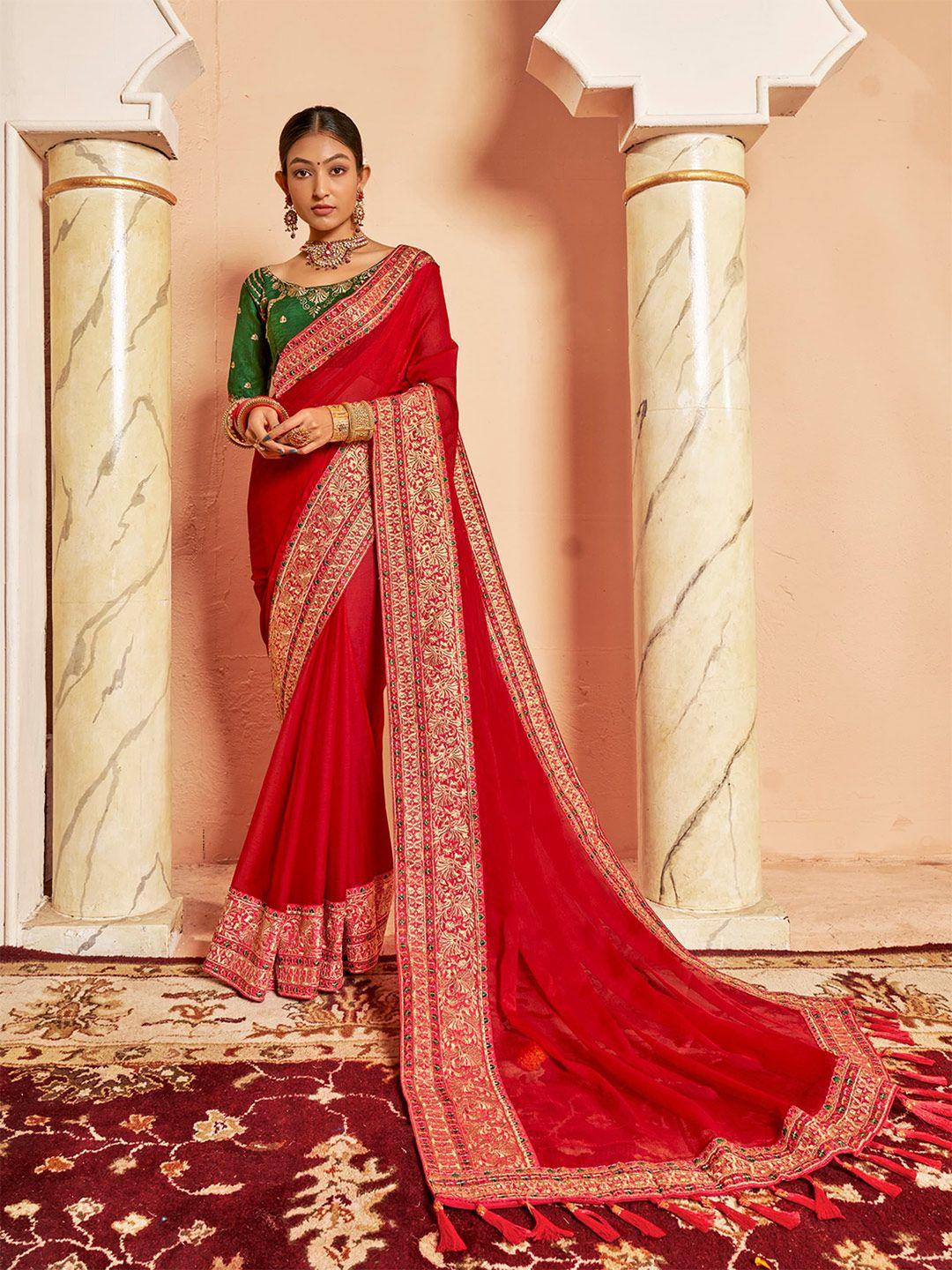 sanskar embroidered pure chiffon saree