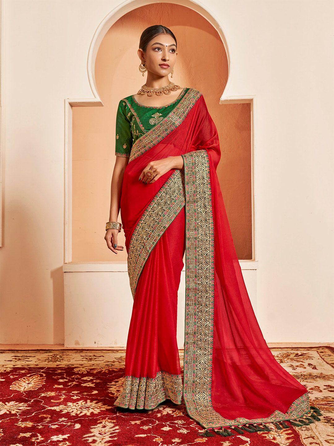 sanskar embroidered pure chiffon saree