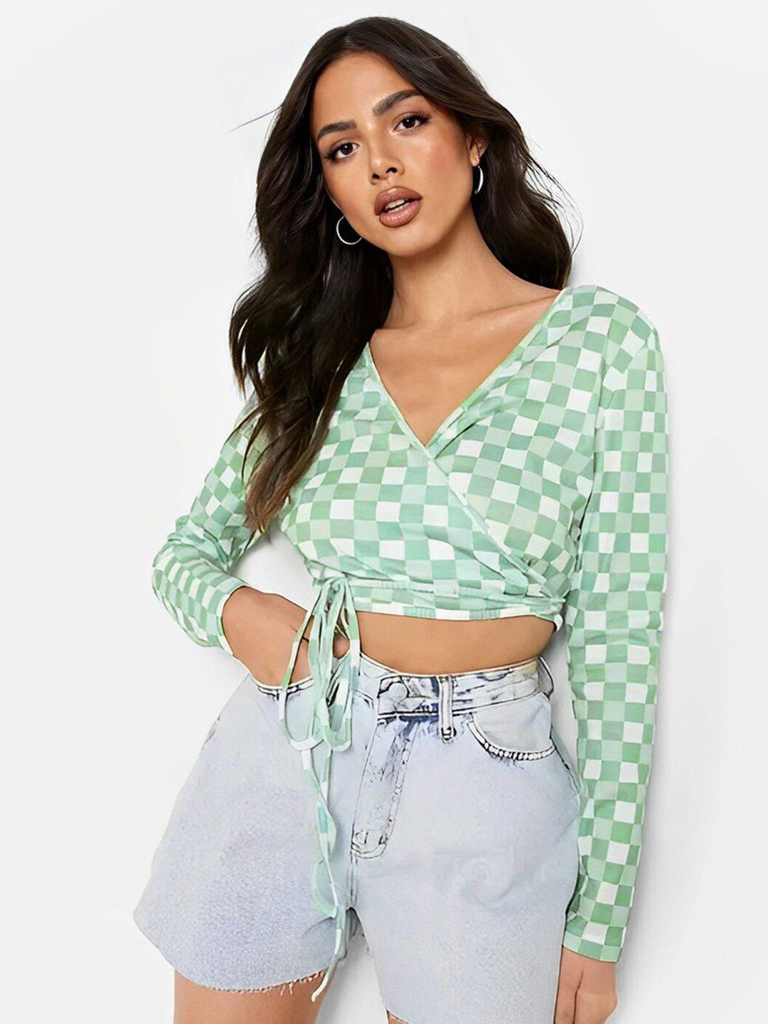 selvia green geometric print top