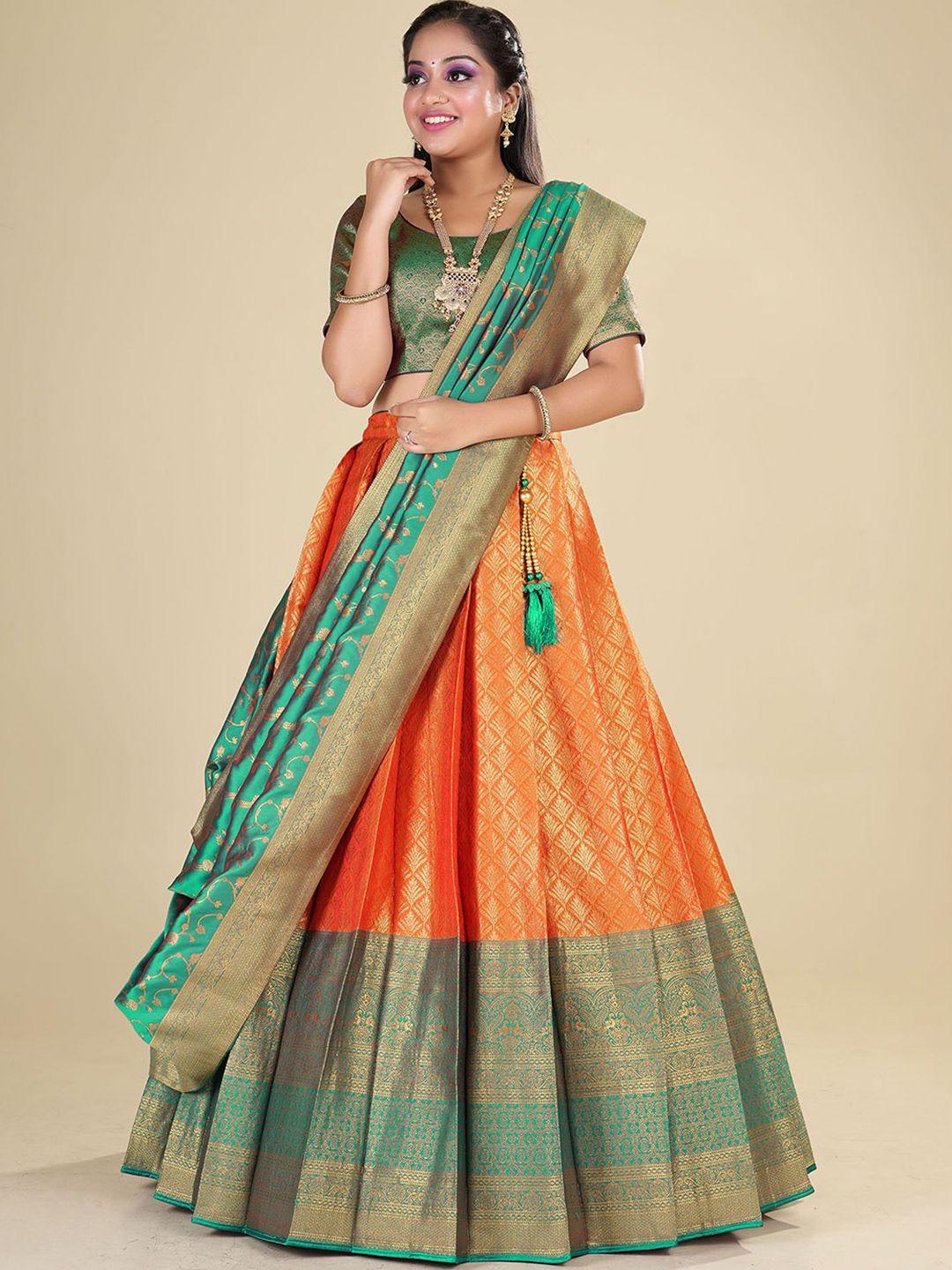 halfsaree studio woven design semi-stitched lehenga & unstitched blouse with dupatta