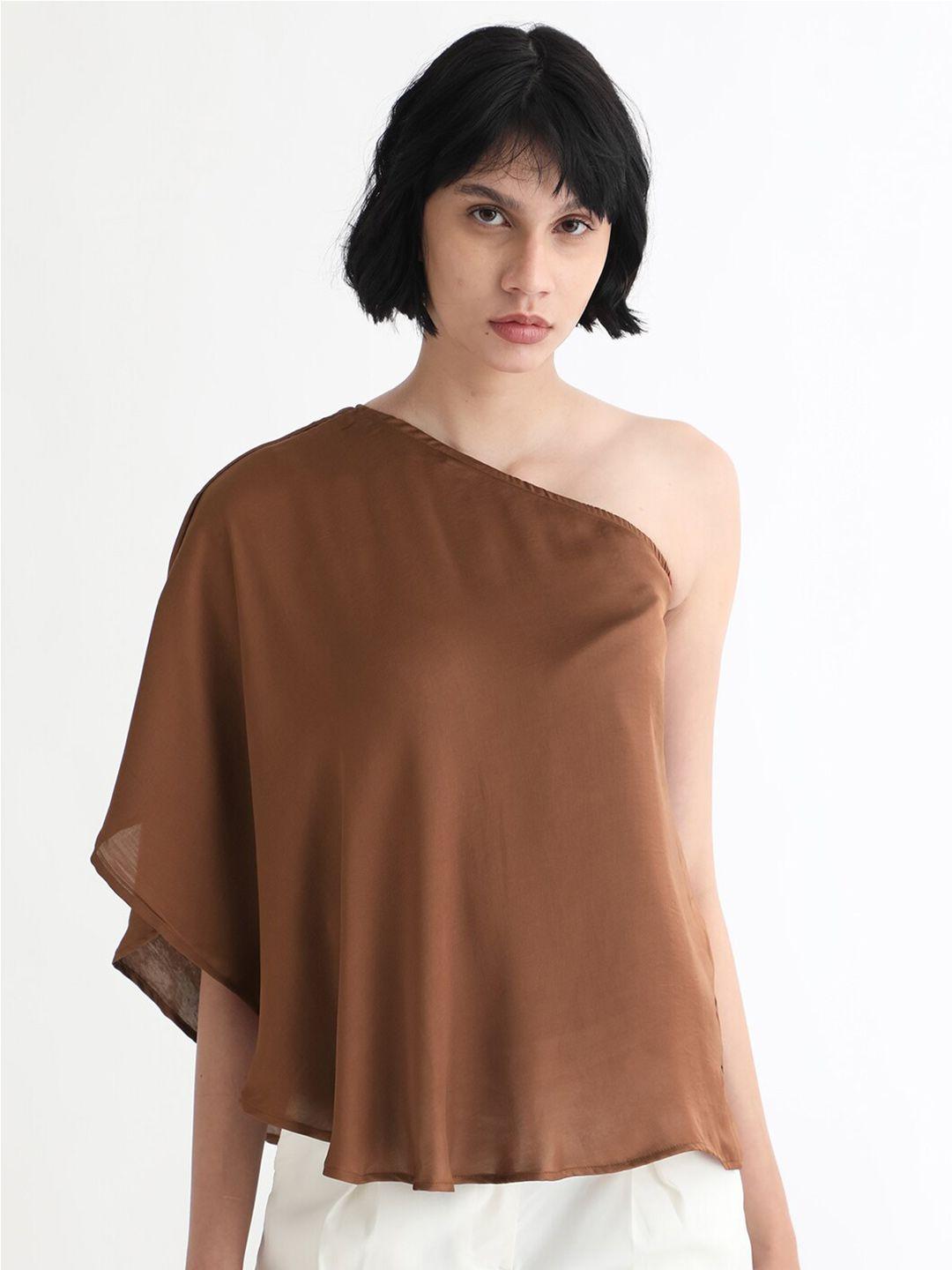 rareism solid one shoulder top