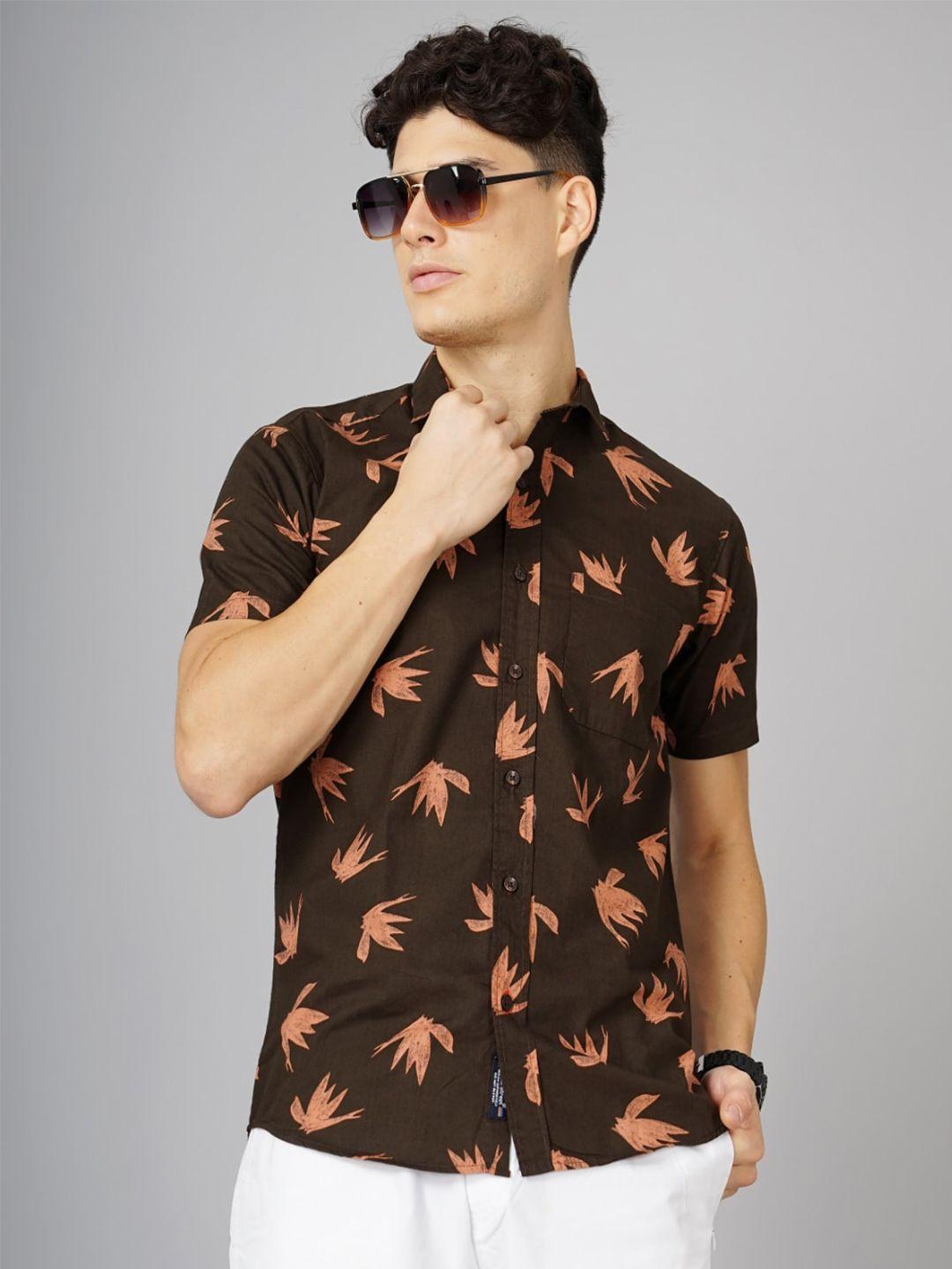 paul street floral printed spread collar cotton casual shirt