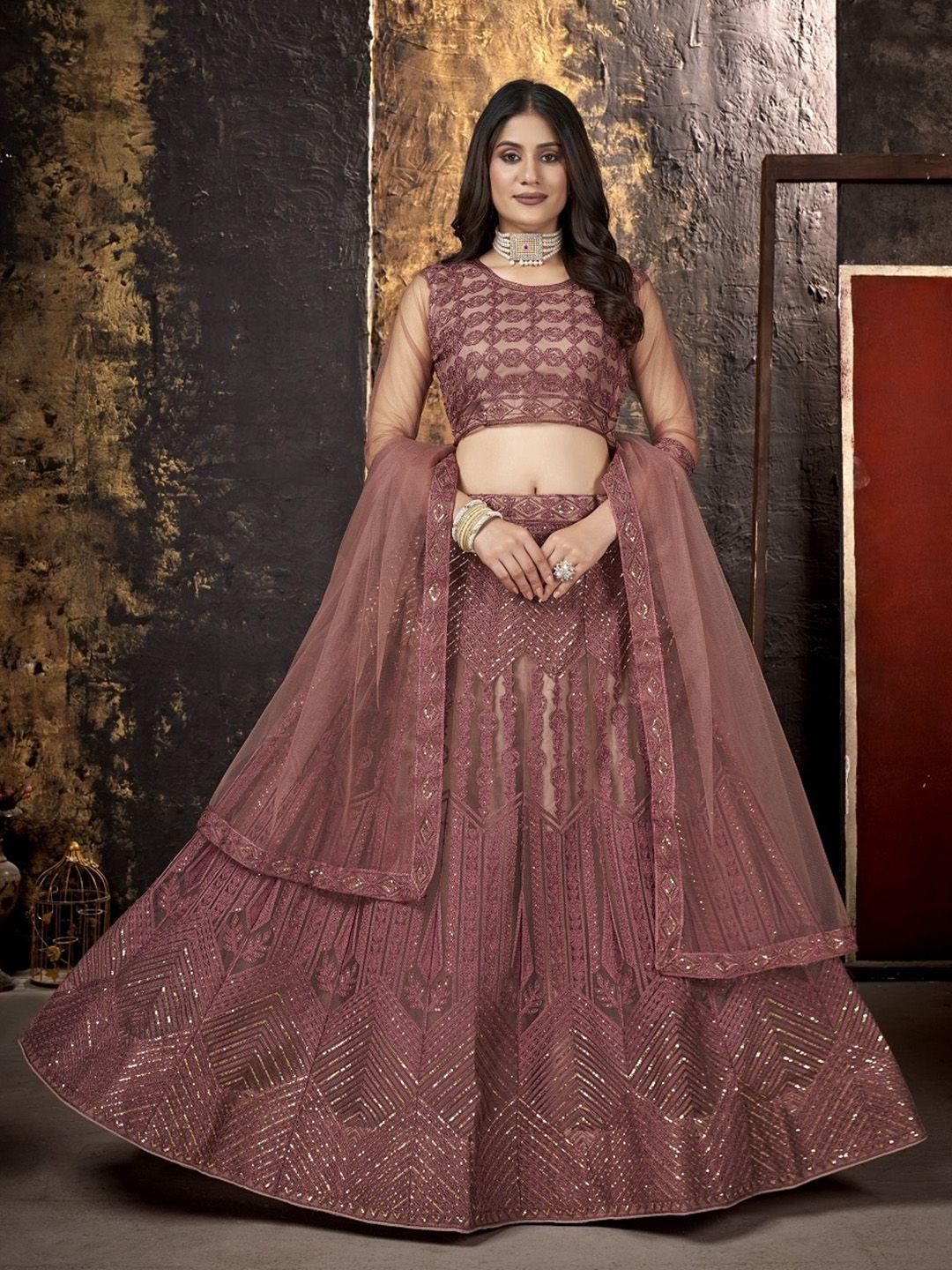 panzora embroidered sequinned semi stitched lehenga & blouse with dupatta