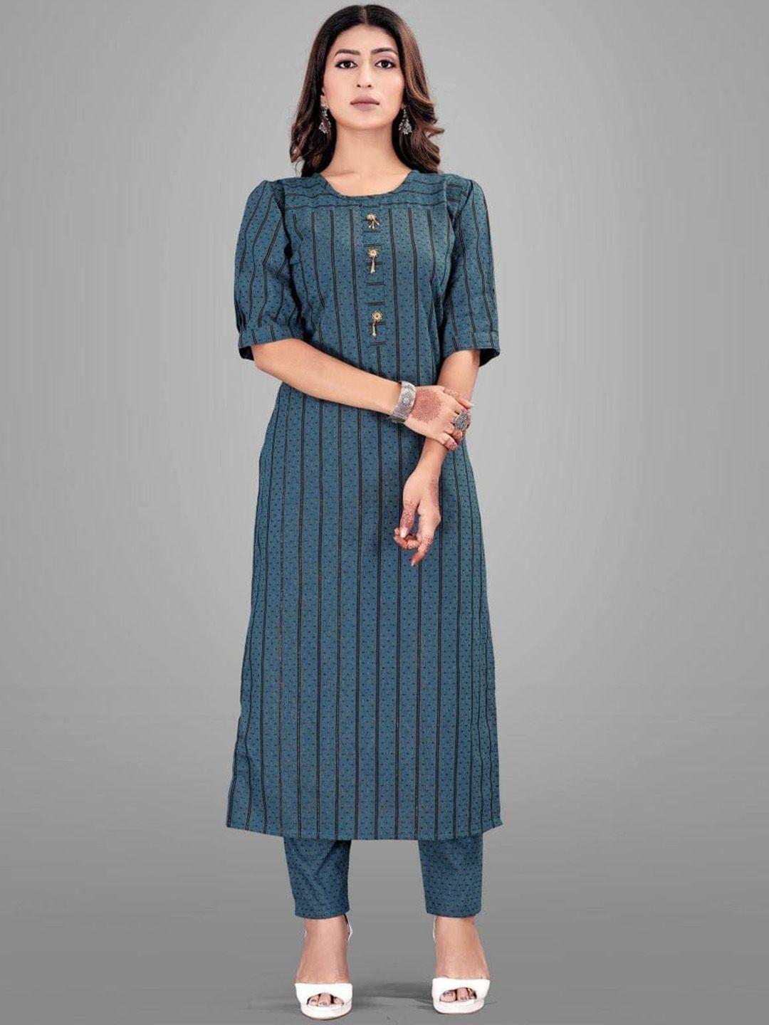 worivoc striped straight kurta with trousers