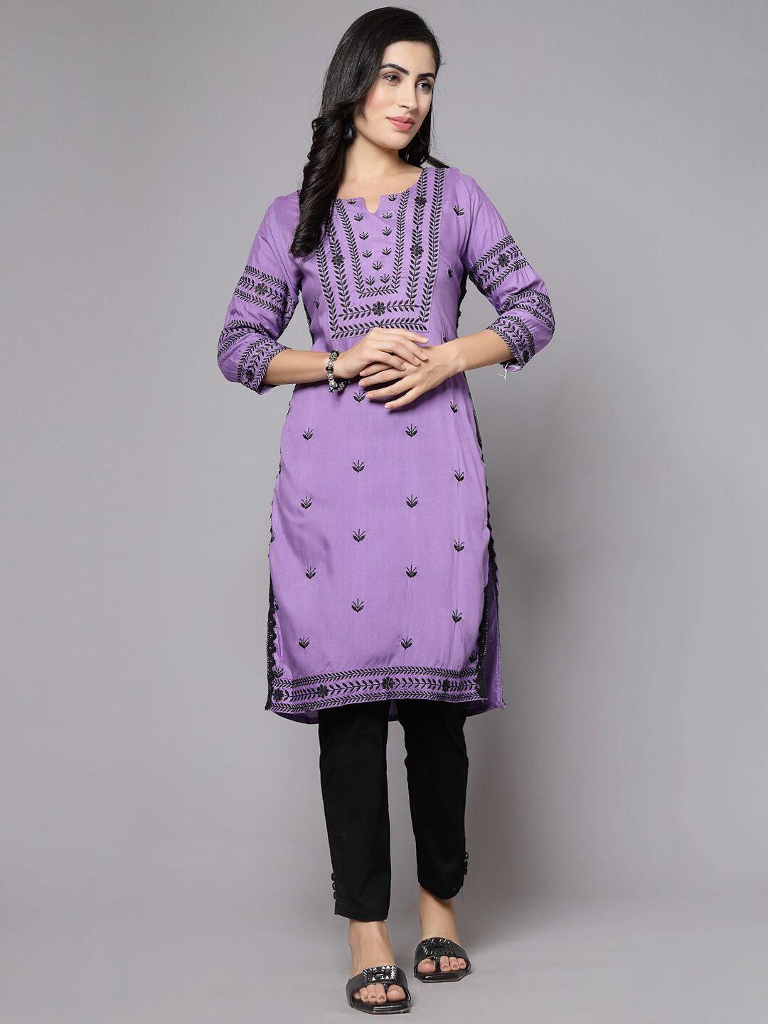 kalini ethnic motifs embroidered chikankari straight kurta