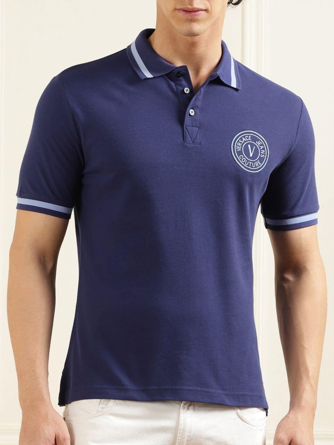 versace jeans couture polo collar pure cotton t-shirt