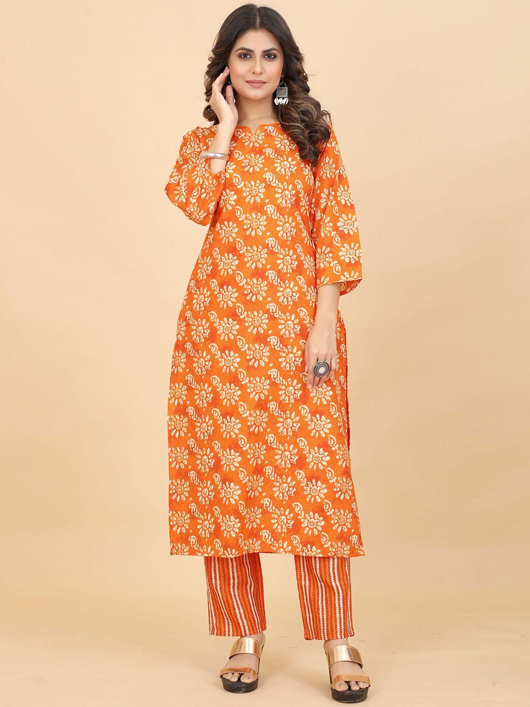 premroop- the style you love floral printed round neck regular kurta with trousers