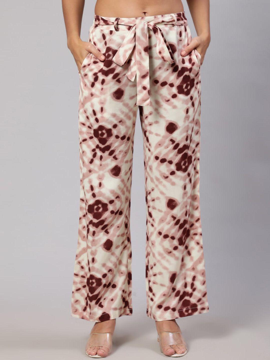 daevish women tie-dye printed smart loose fit parallel trousers