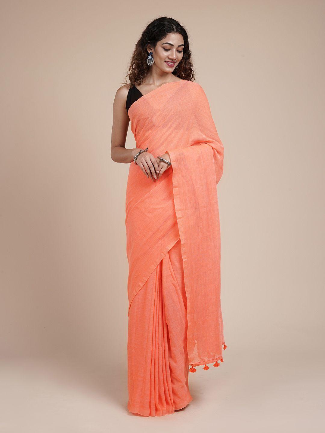 teejh pure cotton tasselled saree