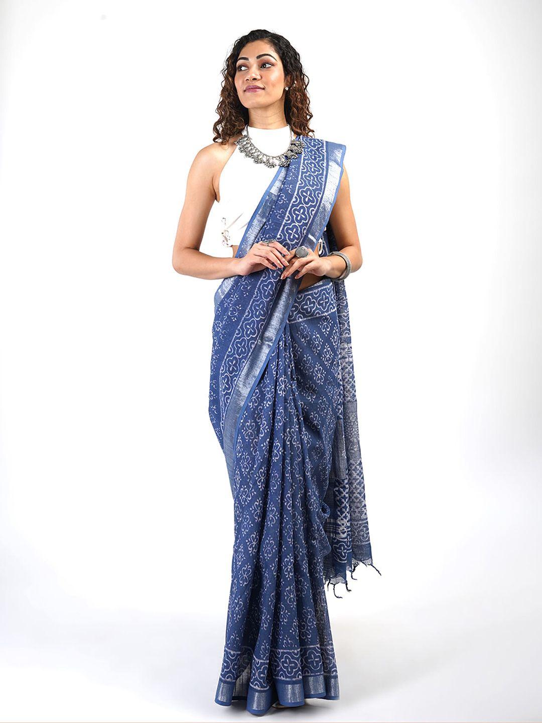 teejh ethnic motifs printed zari saree