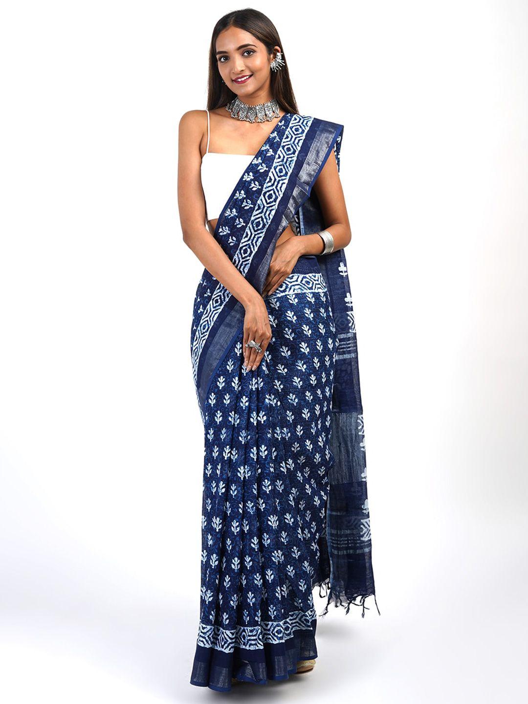 teejh ethnic motifs printed zari saree