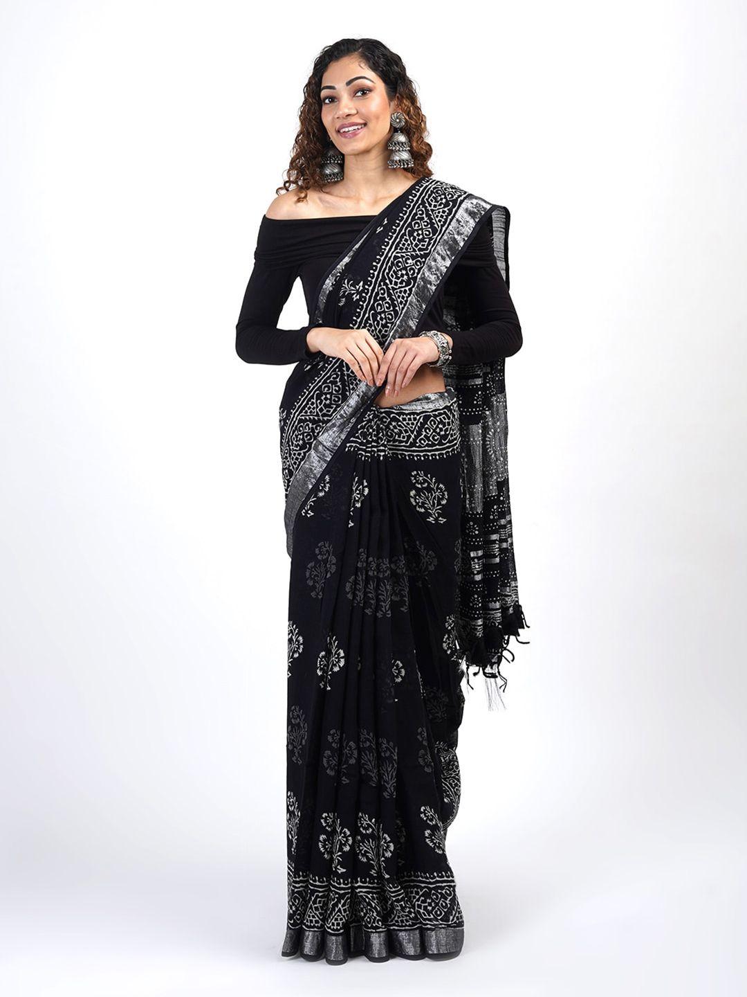 teejh ethnic motifs printed zari saree