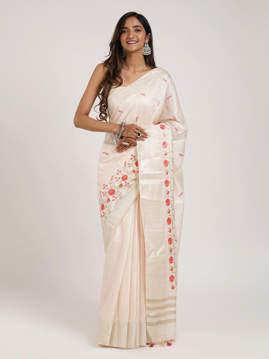 teejh floral embroidered saree