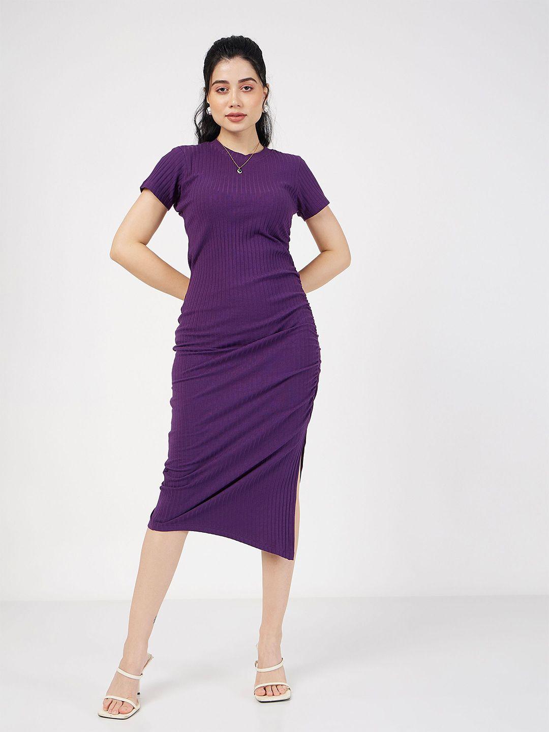 sassafras ruched sheath midi dress