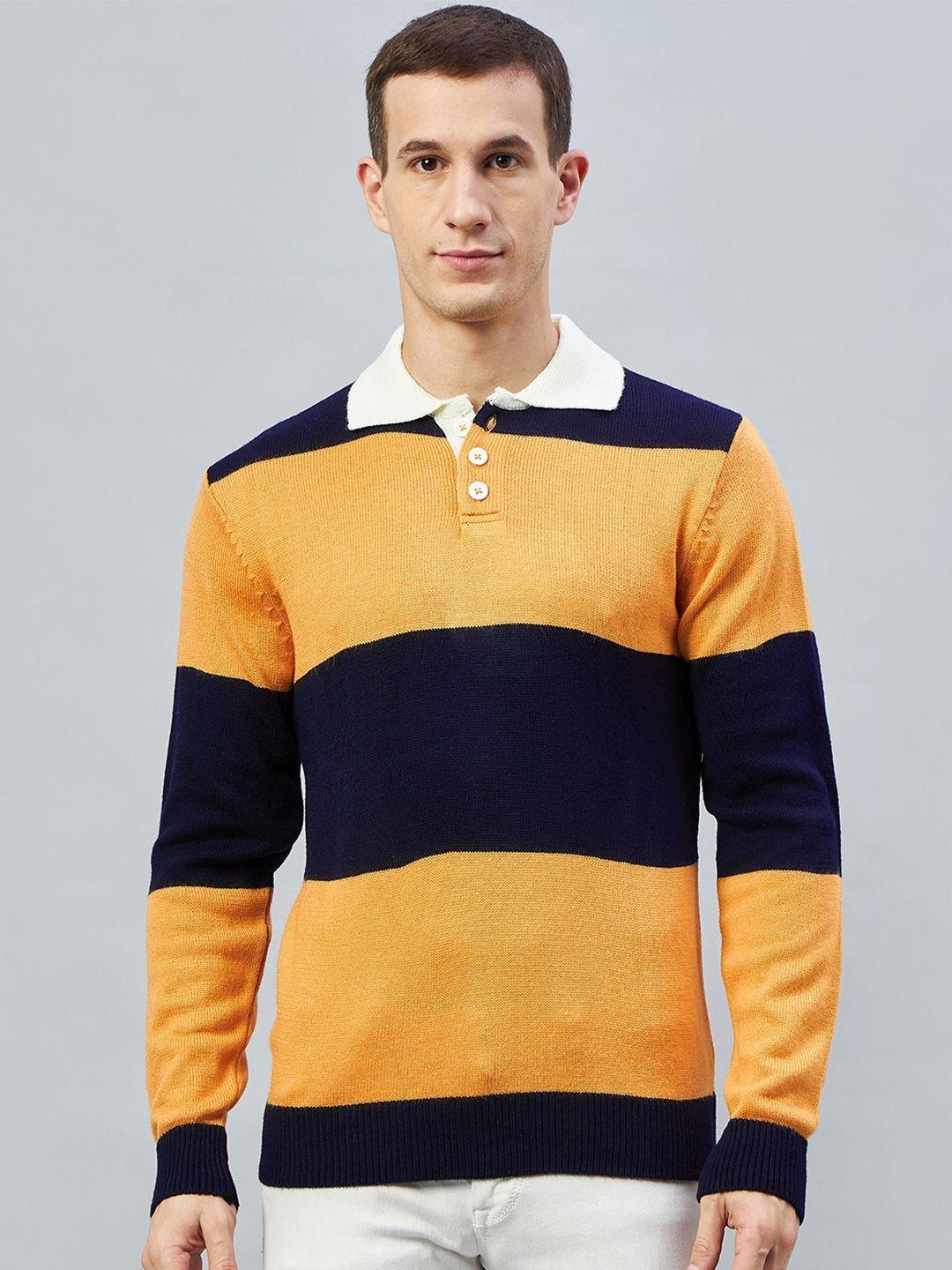 club york colourblocked polo collar acrylic pullover