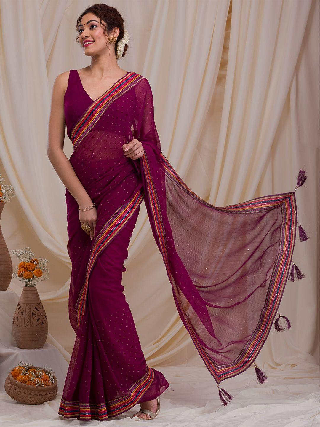 koskii embellished beads and stones saree