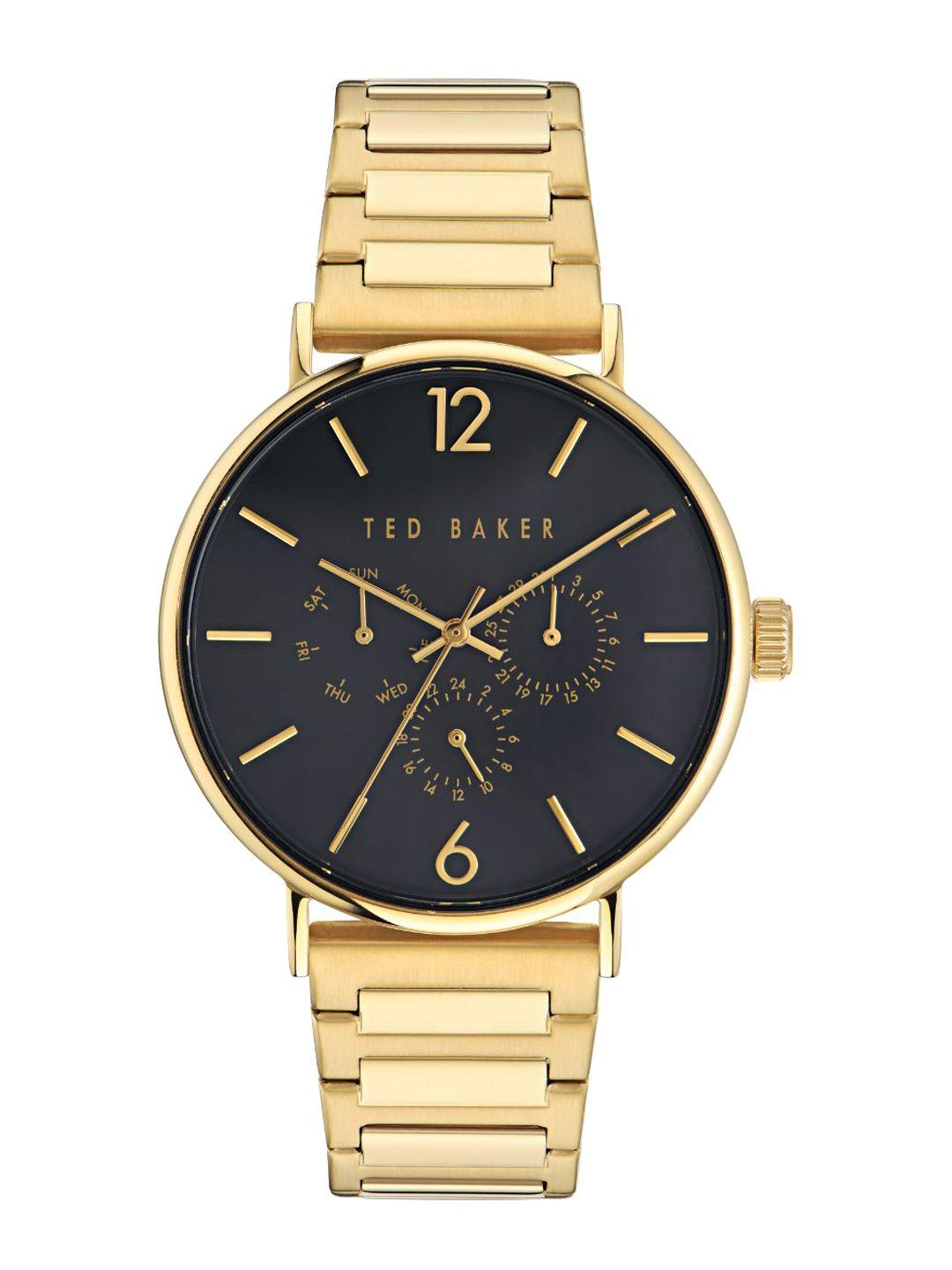 ted baker men brass dial & stainless steel bracelet style straps analogue watch bkppgf307