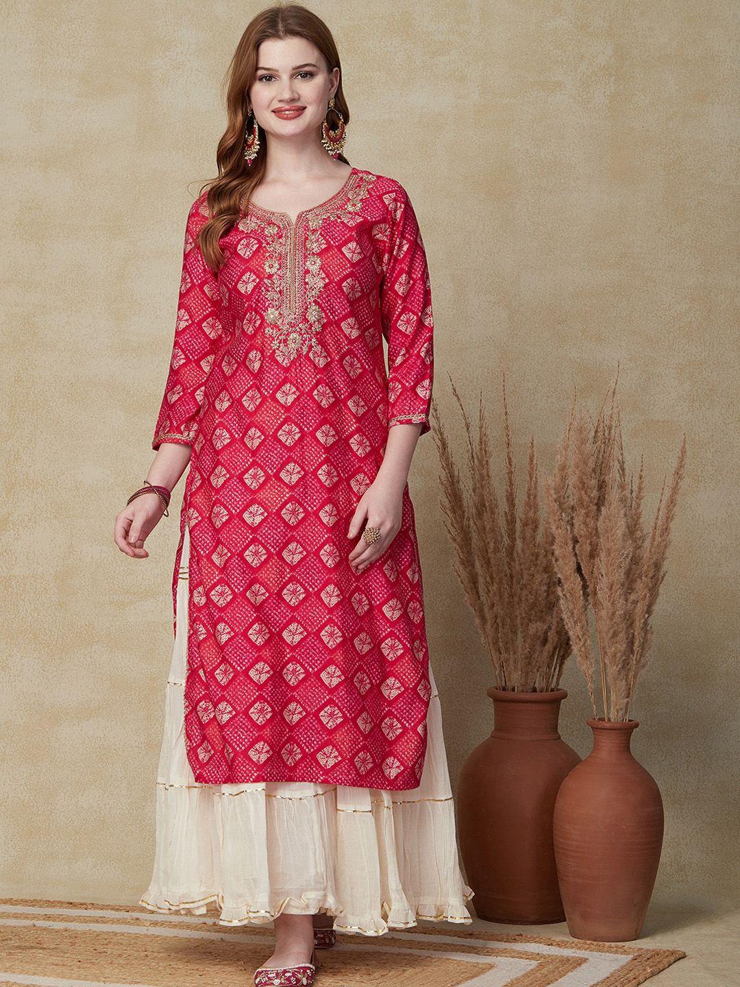 fashor geometric printed straight kurta