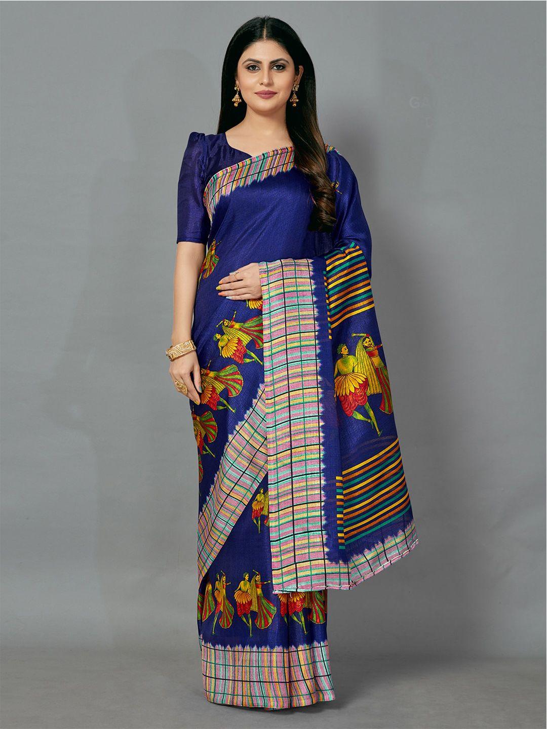 anouk ethnic motifs block print saree