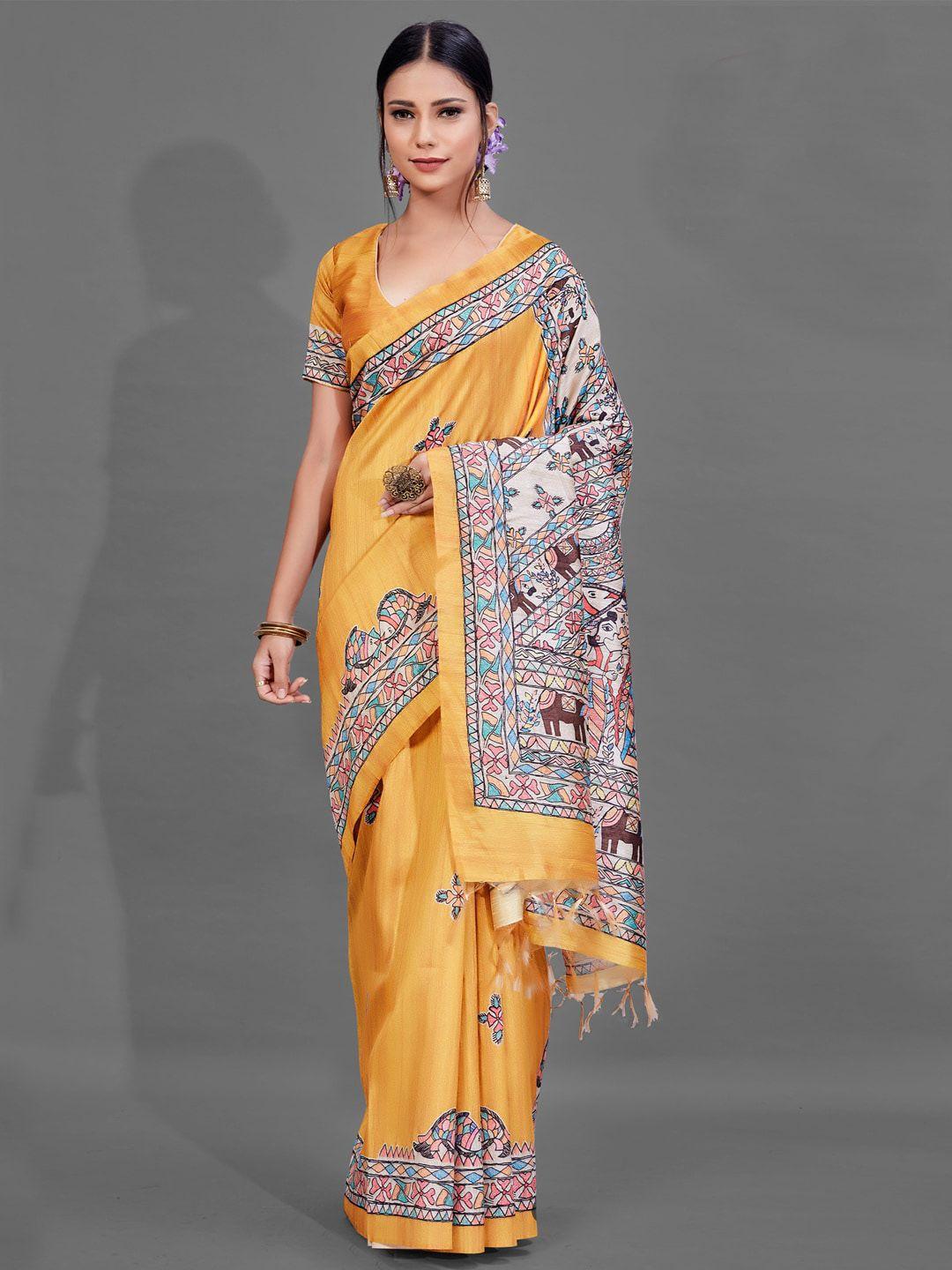 anouk ethnic motifs printed silk blend baluchari saree