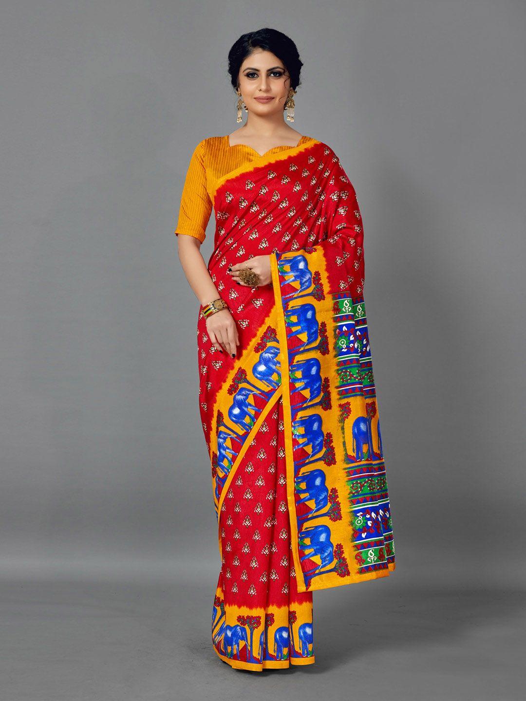 anouk bagh printed bagru saree