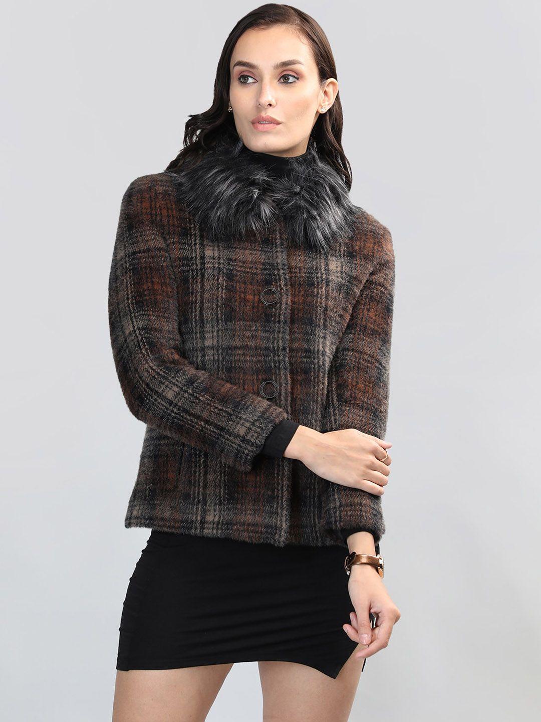 lure urban checked woollen pea coat