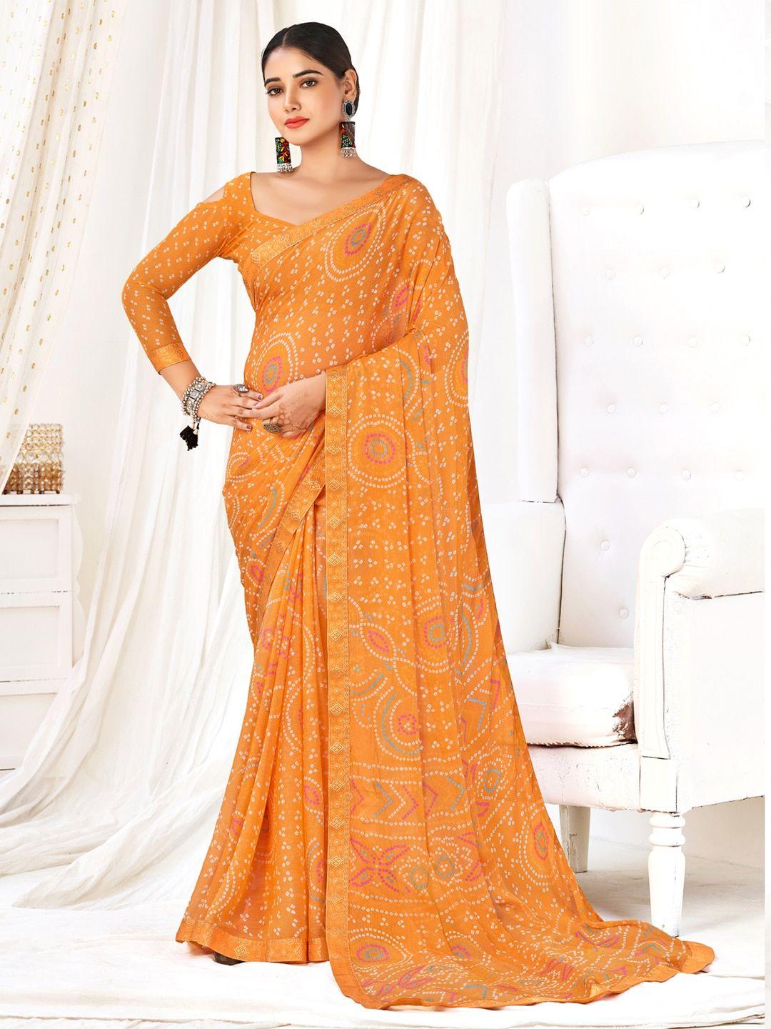 anouk bandhani printed zari bandhani saree