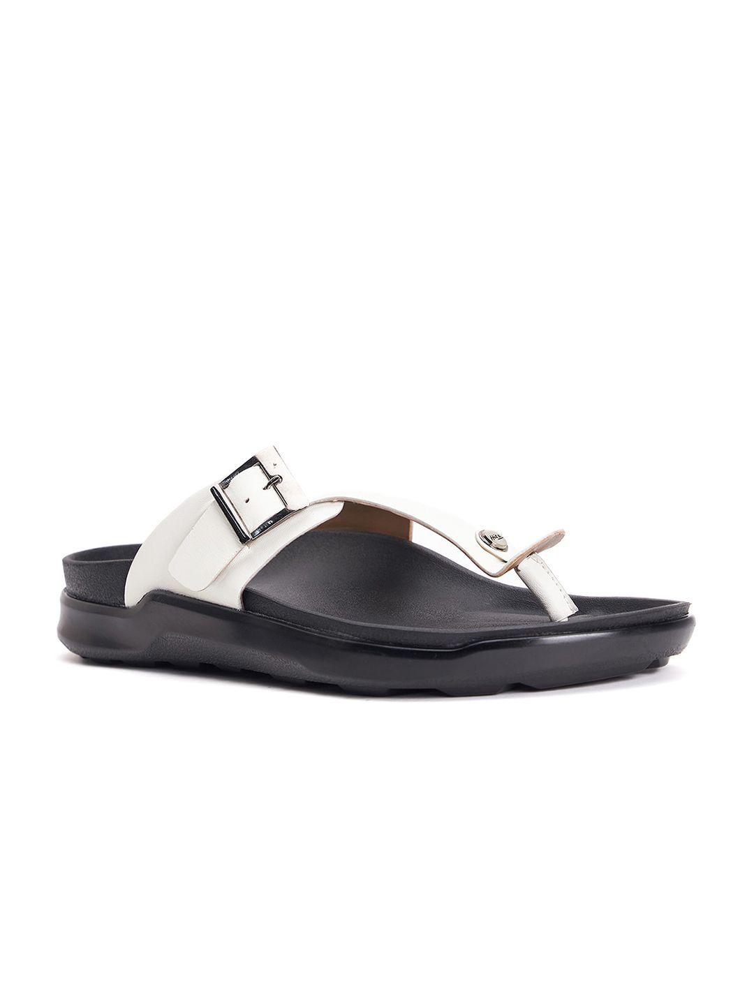 hitz men leather comfort sandals with buckle detail