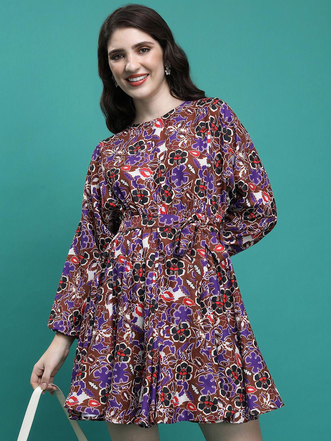 ketch floral printed tie ups fit & flare dress