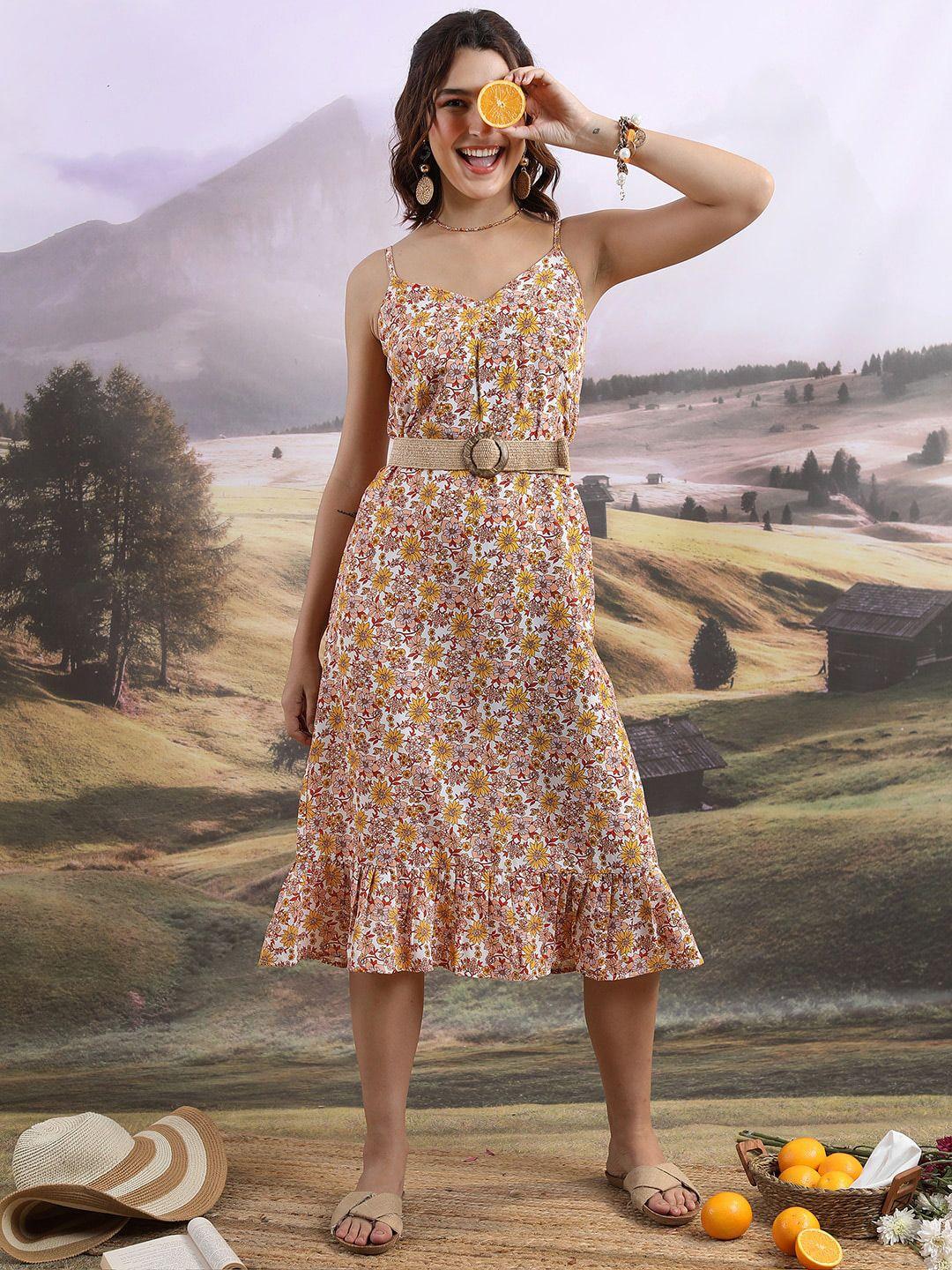 ketch floral printed a-line dress