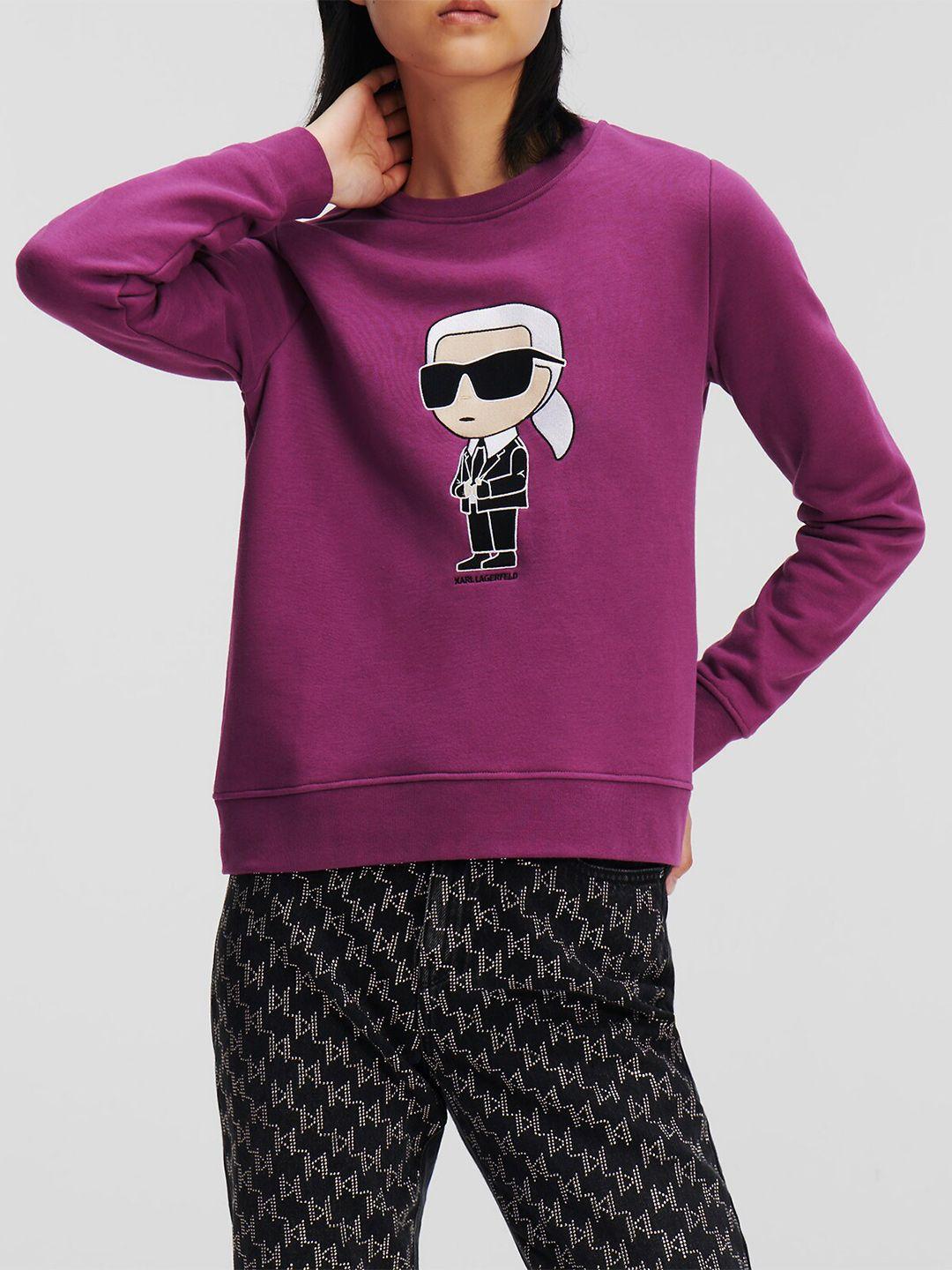 karl lagerfeld women purple printed sweatshirt