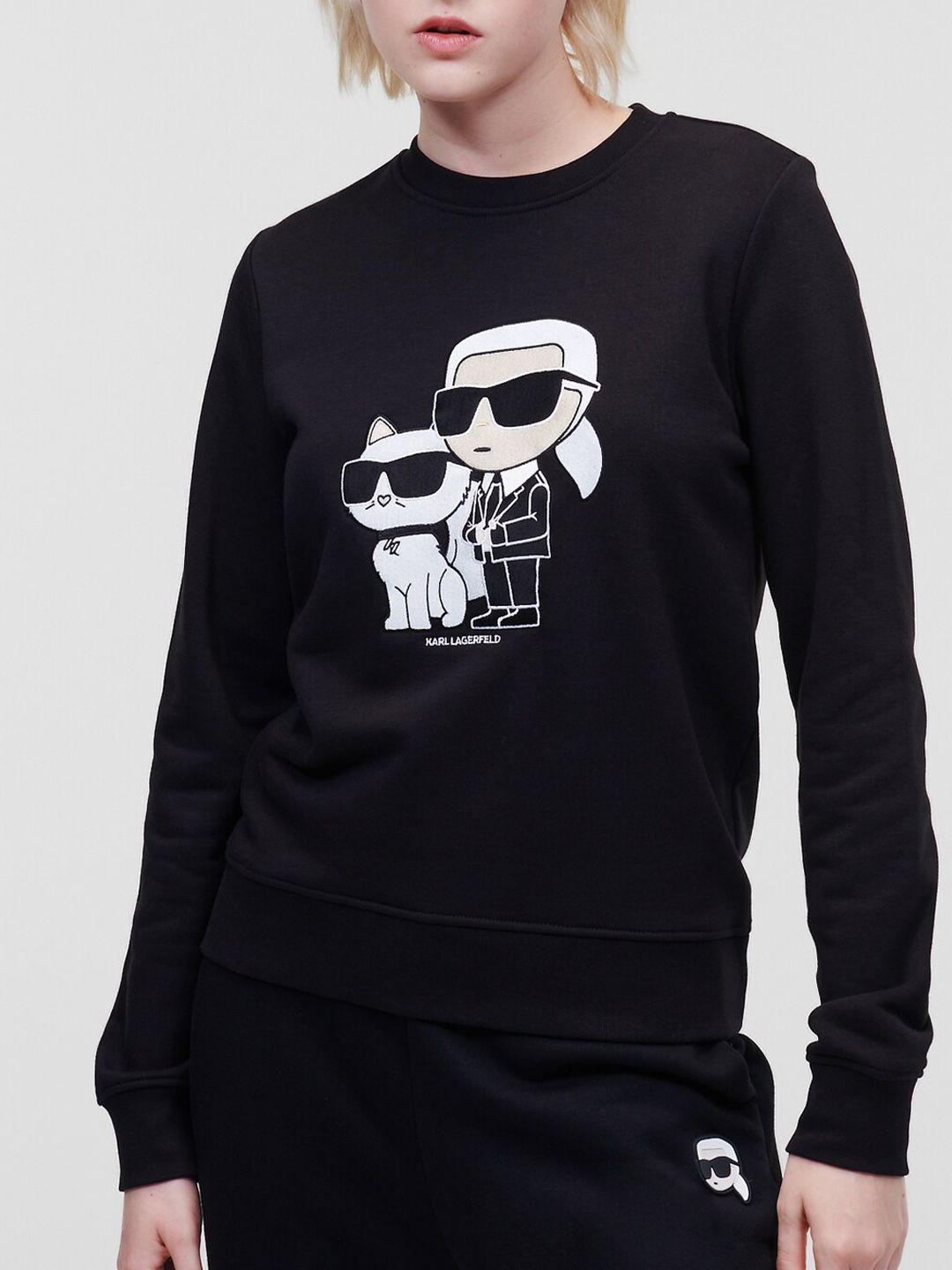 karl lagerfeld women black printed sweatshirt