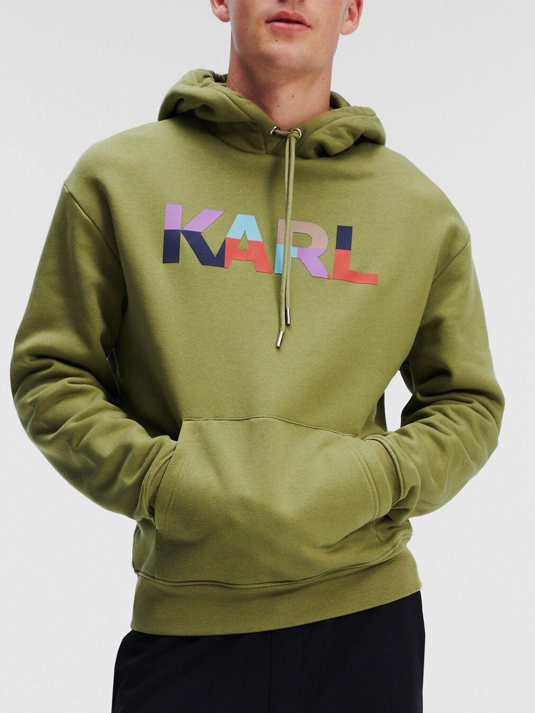 karl lagerfeld men green printed sweatshirt