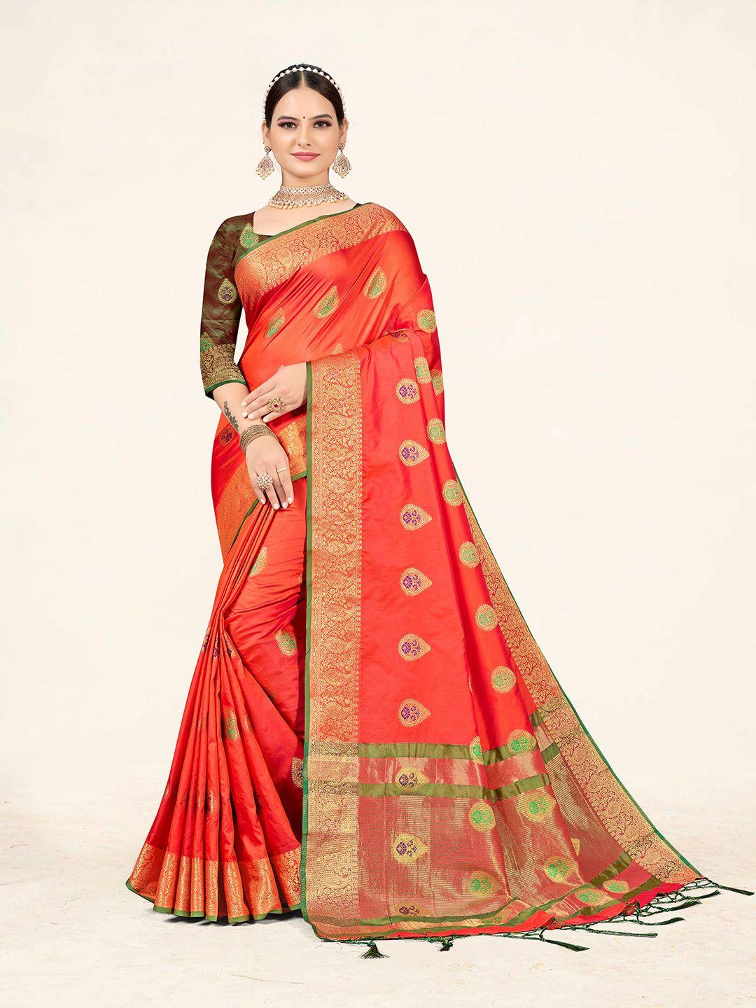 sweet smile fab ethnic motifs woven design zari silk blend saree