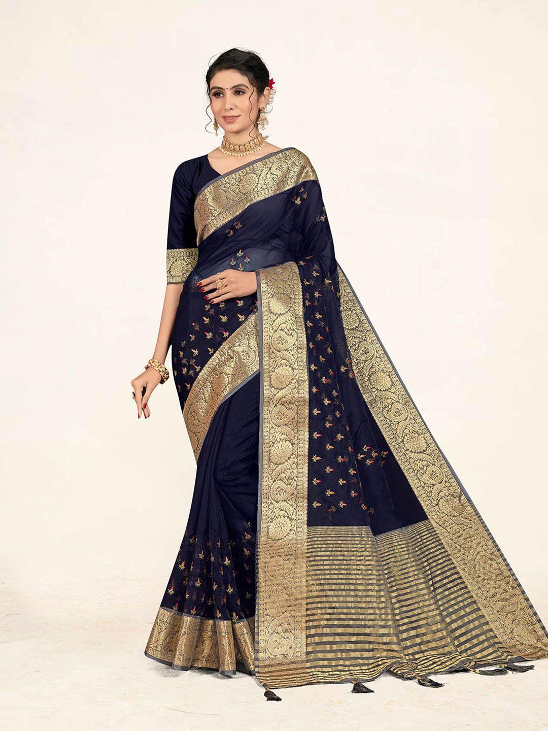 sweet smile fab ethnic motifs woven design zari organza saree