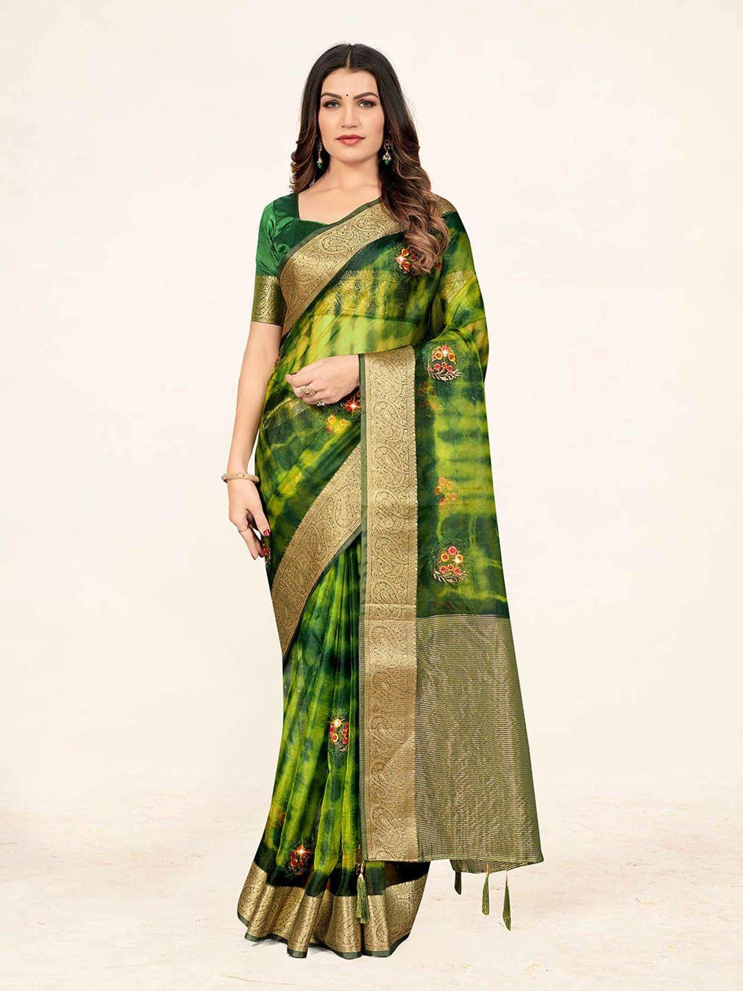 sweet smile tie & dye zari organza saree