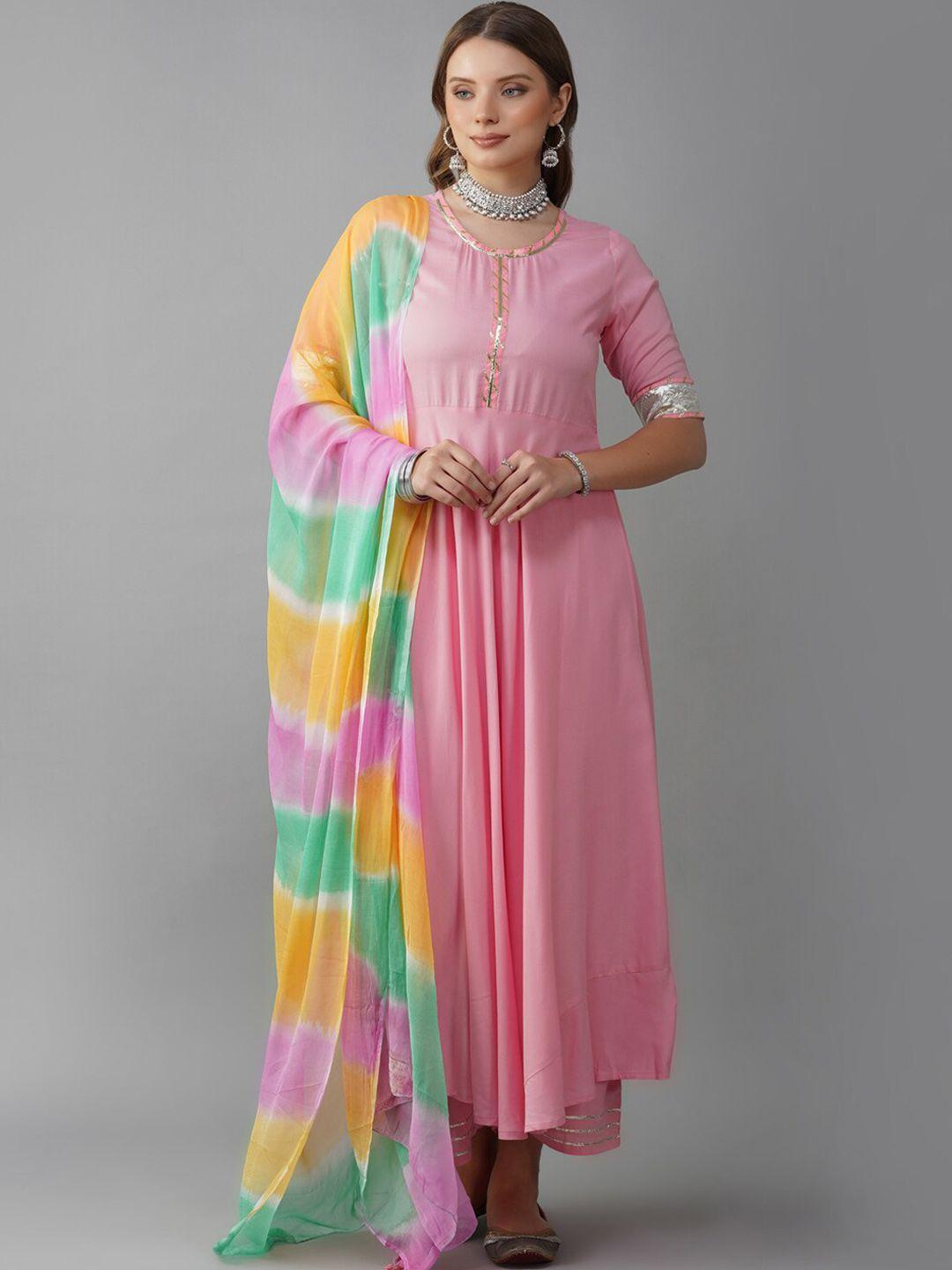 metro-fashion gotta patti kurta with trousers & dupatta