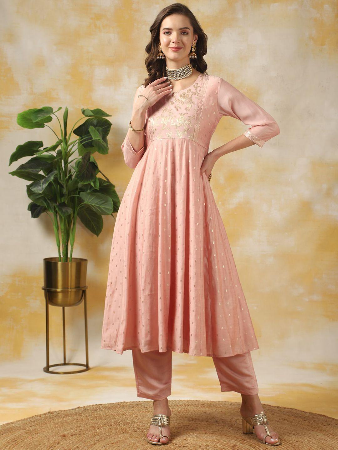 rangita floral printed anarkali kurta with trousers