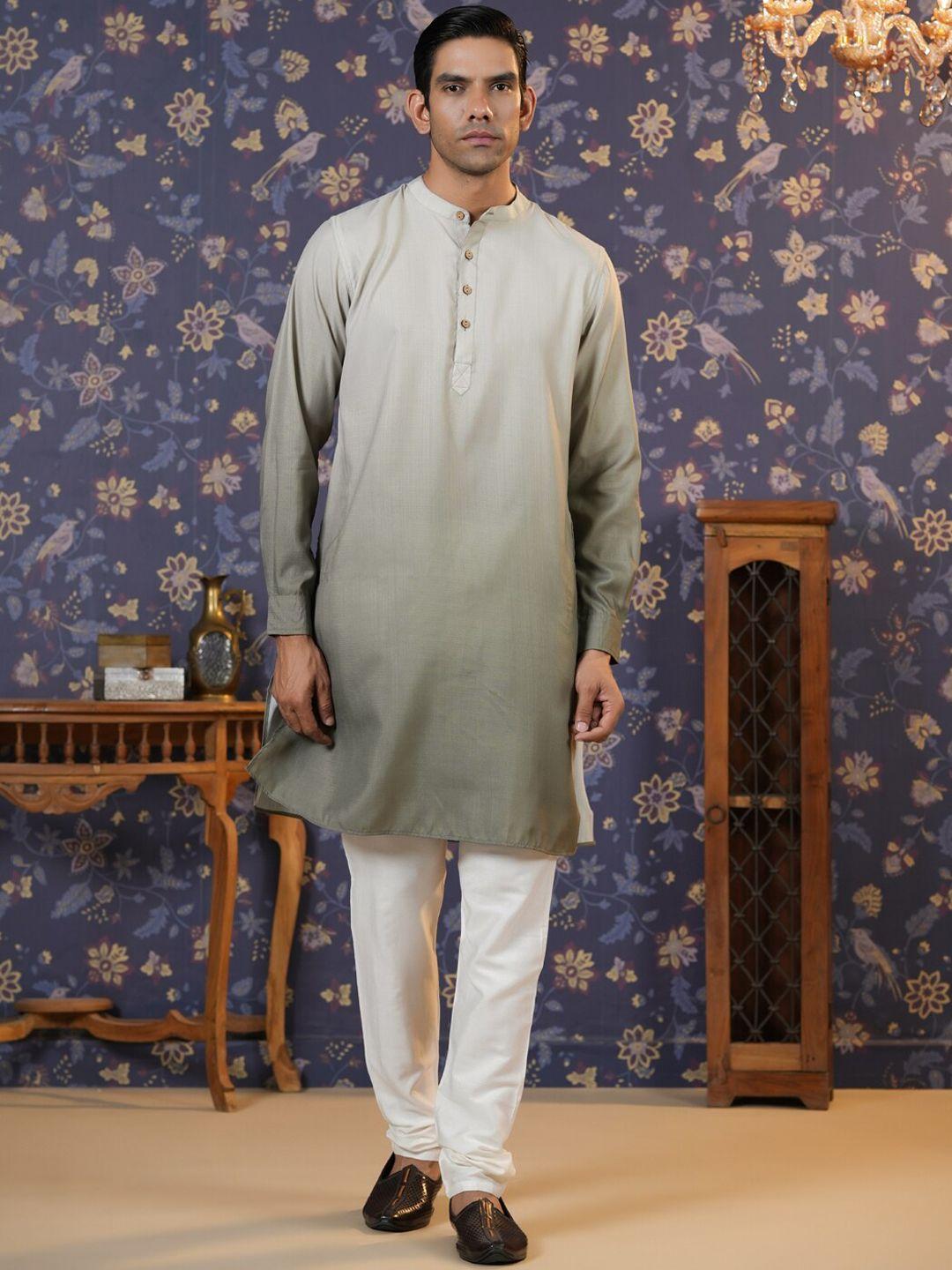 house of pataudi ombre band collar straight kurta