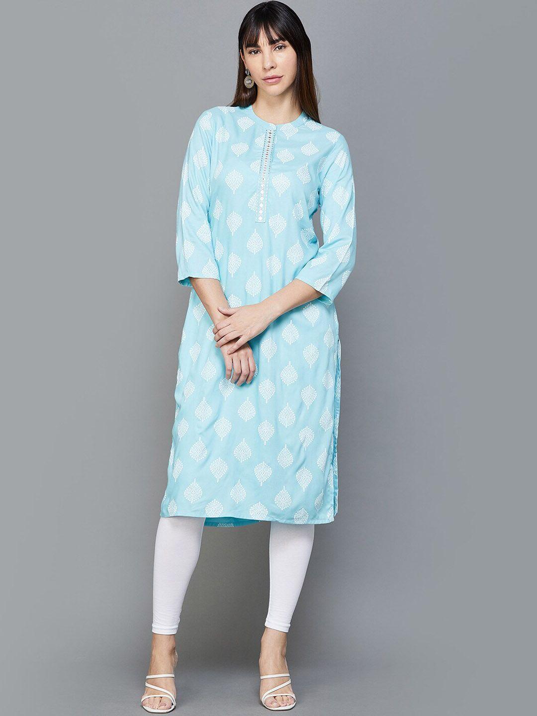 melange by lifestyle ethnic motifs printed mirror work kurta