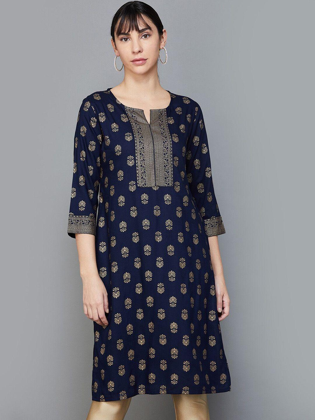 melange by lifestyle floral printed straight kurta