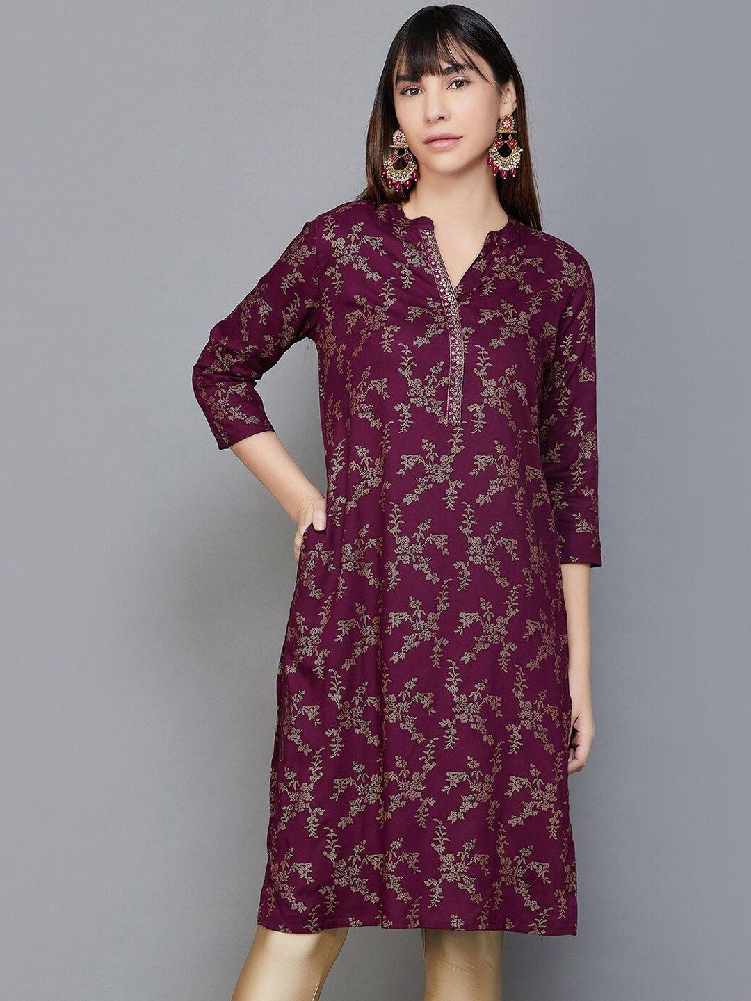 melange by lifestyle floral printed sequinned kurta