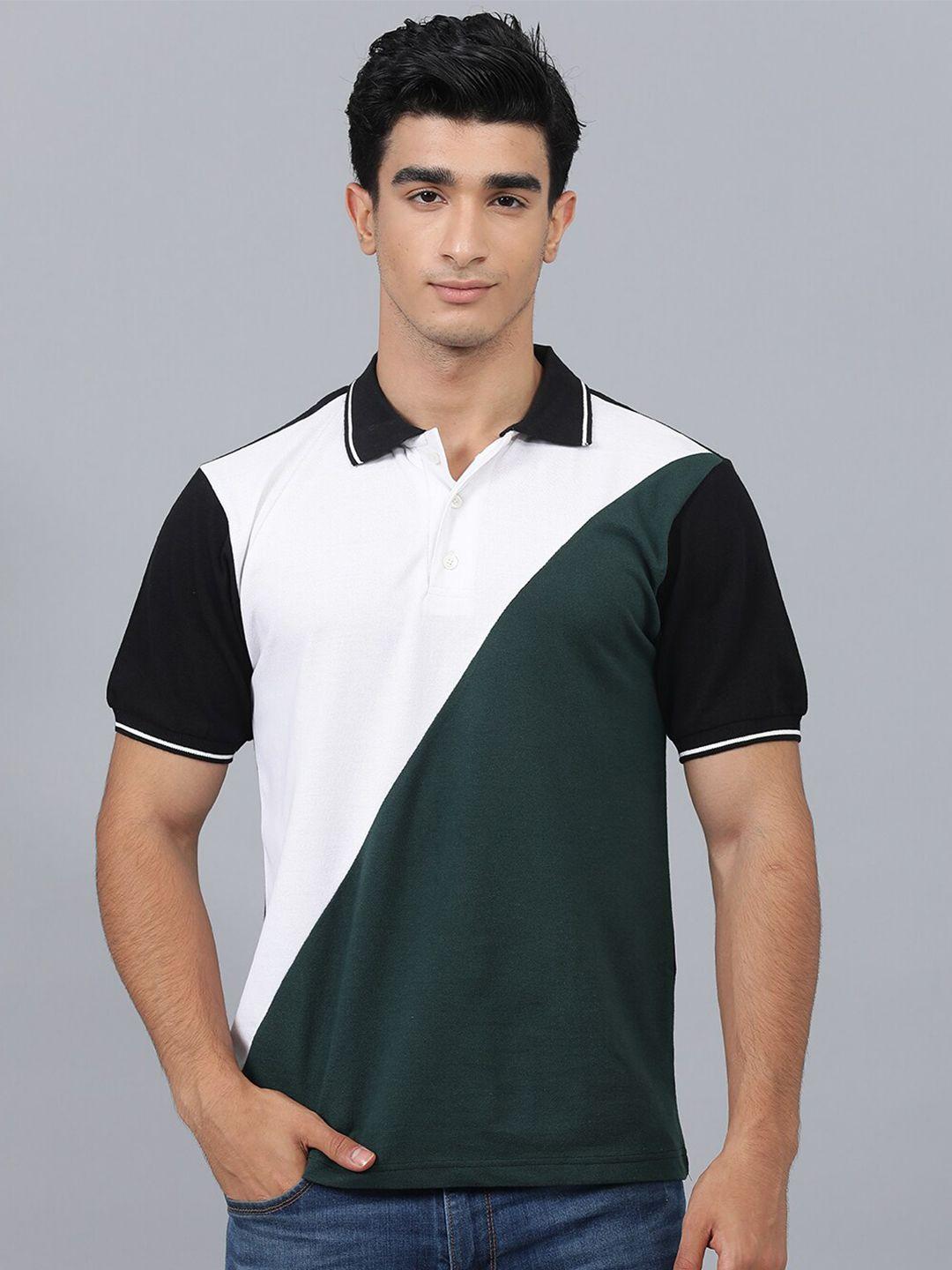 kotty colourblocked polo collar regular fit cotton t-shirt