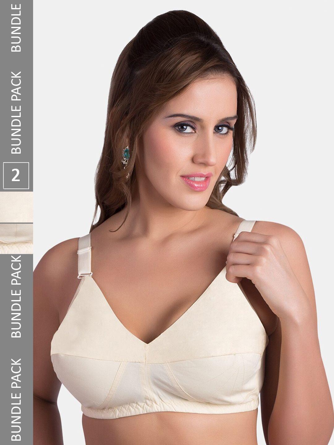 rajnie pack of 2 cut & sew non padded full coverage cotton all day comfort minimizer bras