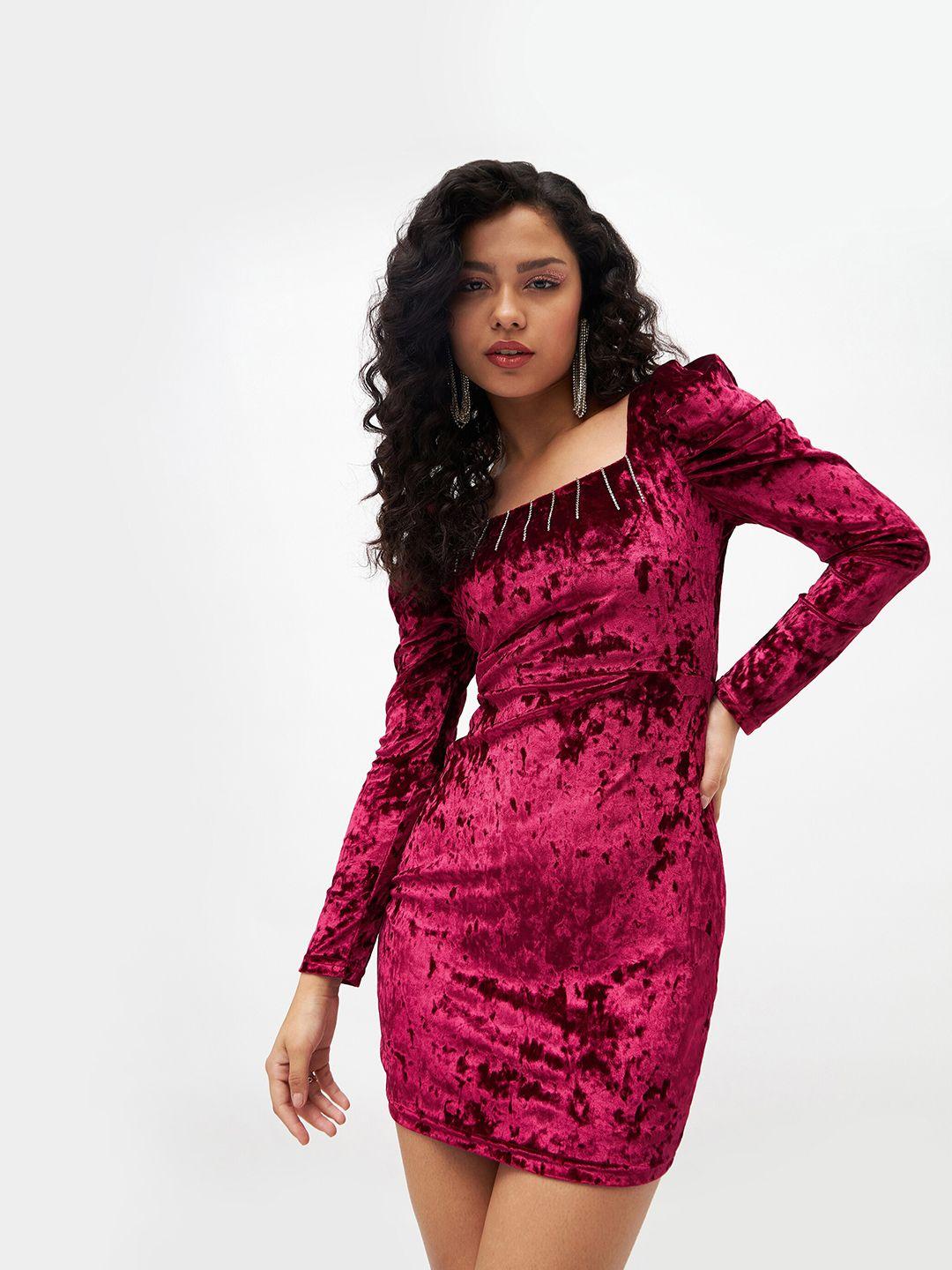 sassafras red velvet bodycon mini dress