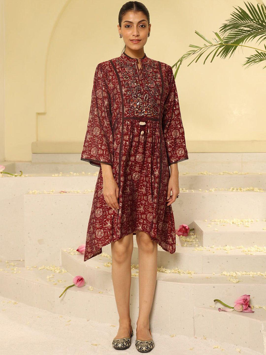 lakshita ethnic motifs printed panelled a-line kurta