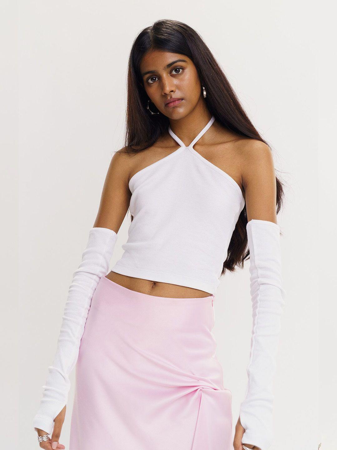 freakins ribbed halter neck crop top