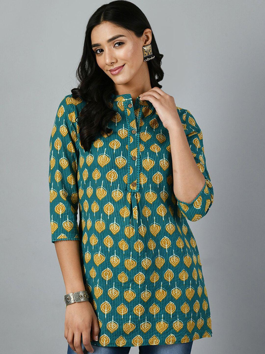 meesan ethnic motifs printed pure cotton kurti