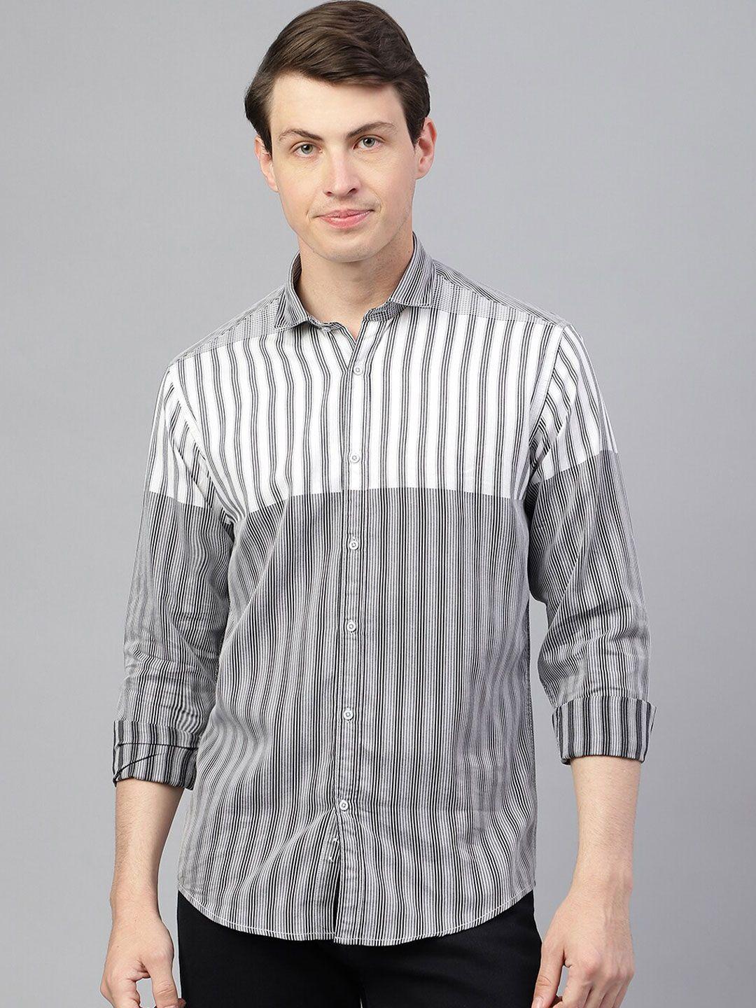 richlook standard regular fit striped spread collar long sleeves casual shirt