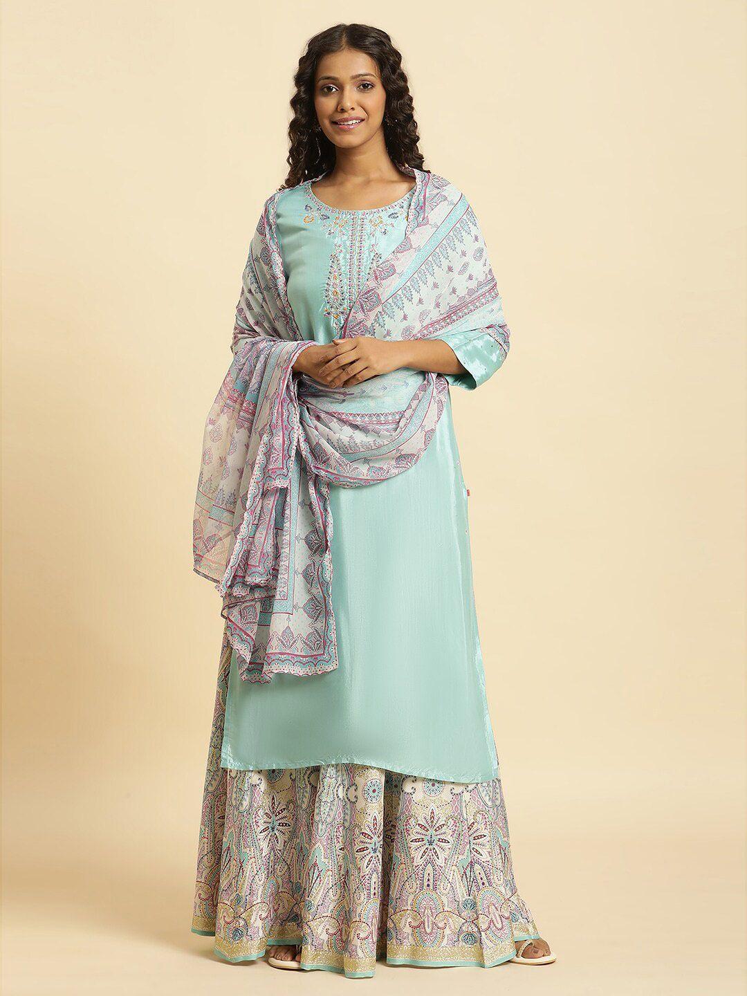 w white & pink ethnic motifs printed dupatta